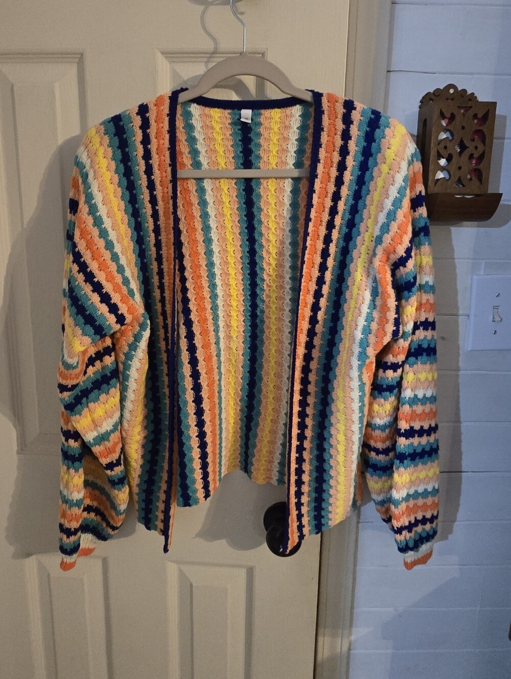 Multicolor Striped Open-Front Women's Cardigan Sweater